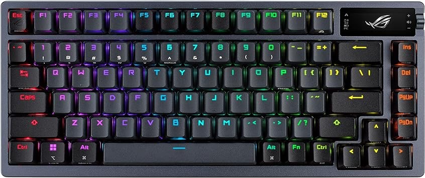 ASUS ROG Azoth 75% Wireless DIY Custom Gaming Keyboard, OLED Display, Three-Layer Dampening, Hot-Swappable ROG NX Red Switches & Keyboard Stabilizers, PBT Keycaps, RGB-Black